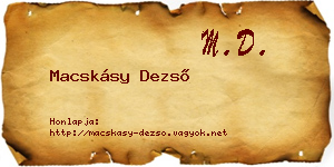 Macskásy Dezső névjegykártya