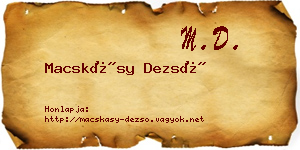 Macskásy Dezső névjegykártya