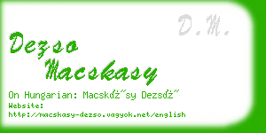 dezso macskasy business card